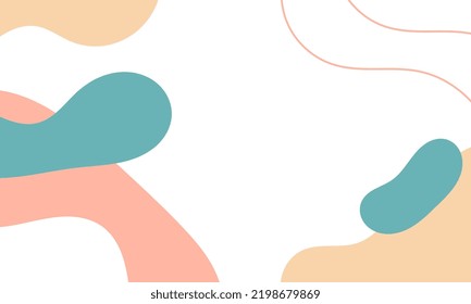 Abstract white background with organic shapes. Abstract design background with white color and pastel color. Organic shapes background art. Background with liquid element and blobs.