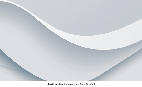 Resumen de fondo blanco con superposición para banner, papel pintado, banner de venta, página de inicio y afiche. El fondo de las capas 3d de gradiente gris de flujo moderno tiene una dimensión de color suave.