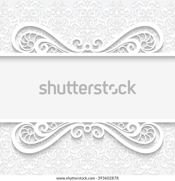 Abstract white background with paper\
divider, header, ornamental frame, vector\
eps10