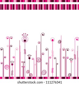 Abstract white background with pink lines and curls