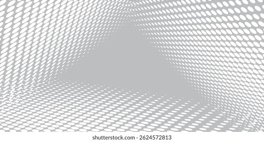 Abstract white background poster with dotted dynamic waves. technology network Vector illustration.