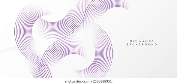 Fondo blanco Abstractas con líneas de círculo púrpura. Concepto de tecnología de futuro digital. Ilustración vectorial.