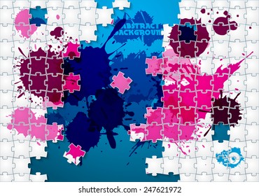 Abstract white background puzzles with blots