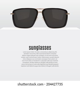 Abstract white background with realistic sunglasses. Vector illustration