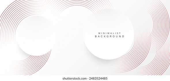 Abstract white background with red circle lines. Digital future technology concept. vector illustration.