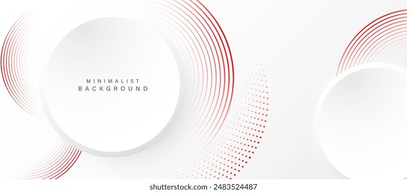 Abstract white background with red circle lines. Digital future technology concept. vector illustration.