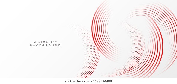 Abstract white background with red circle lines. Digital future technology concept. vector illustration.