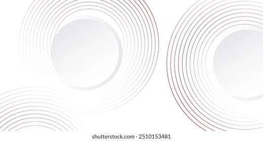 Abstract white background with red circle lines. Digital future technology concept.