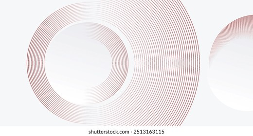Fundo branco abstrato com linhas de círculo vermelho. Conceito da tecnologia do futuro digital. ilustração vetorial.