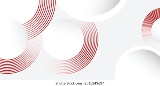 Abstract white background with red circle lines. Digital future technology concept modern