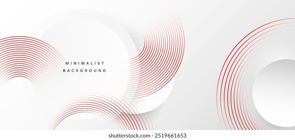 Abstract white background with red circle lines. Digital future technology concept. vector illustration.
