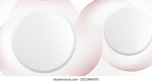 Abstract white background with red circle lines. Digital future technology concept. vector illustration.