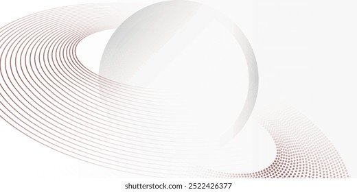 Abstract white background with red circle lines. Digital future technology concept. vector illustration.