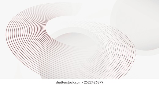Abstract white background with red circle lines. Digital future technology concept. vector illustration.