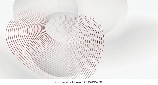 Abstract white background with red circle lines. Digital future technology concept. vector illustration.