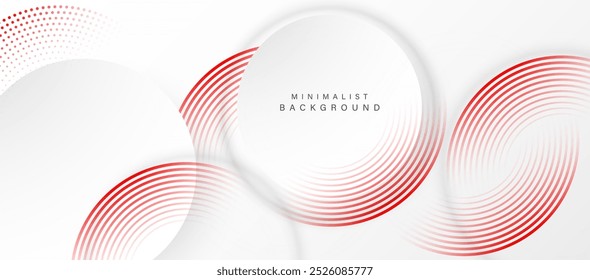 Abstract white background with red circle lines. Digital future technology concept. vector illustration.