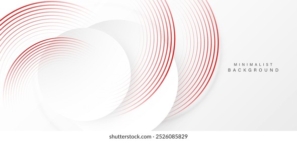 Abstract white background with red circle lines. Digital future technology concept. vector illustration.