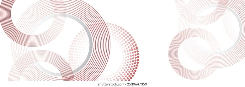 Abstract white background with red circle lines. Digital future technology concept. vektor