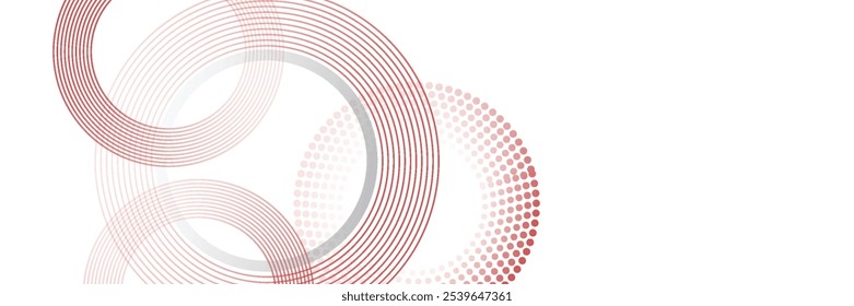 Abstractas fondo blanco con líneas circulares rojas. Concepto de tecnología de futuro digital.