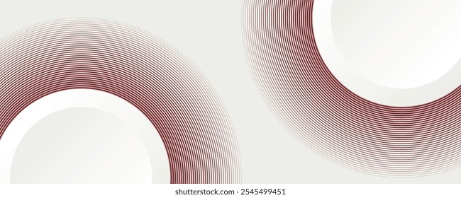 Abstractas fondo blanco con líneas circulares rojas. Concepto de tecnología de futuro digital. Ilustración vectorial.