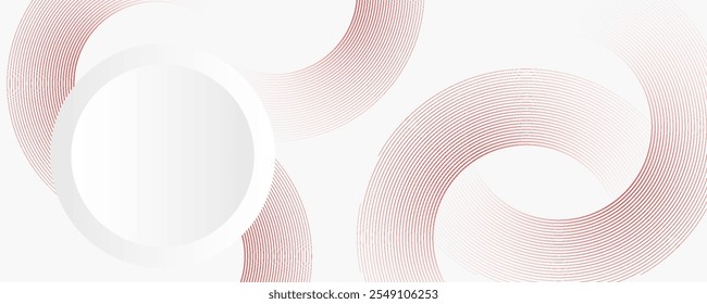 Abstract white background with red circle lines. Digital future technology concept. vector illustration.
