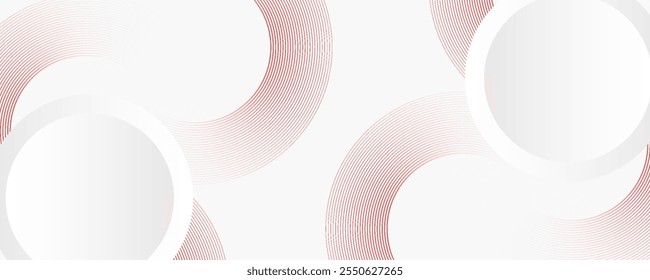 Abstract white background with red circle lines. Digital future technology concept. vector illustration.