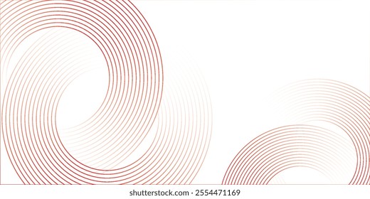 Abstract white background with red circle lines. Digital future technology concept.