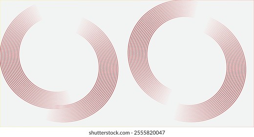 Abstract white background with red circle lines. Digital future technology concept. vector illustration.