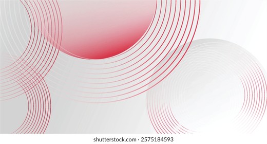 Abstract white background with red circle lines. Digital future technology concept euphoria art