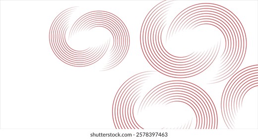 Abstract white background with red circle lines. Digital future technology concept. vector illustration.