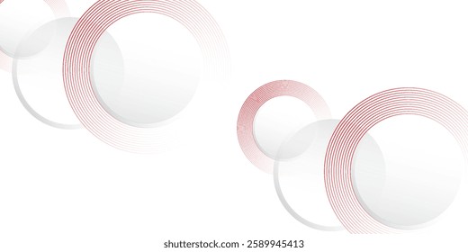 Abstract white background with red circle lines. Digital future technology concept. eps10 vector
