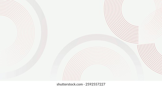 Abstract white background with red circle lines. Digital future technology concept. vector illustration.