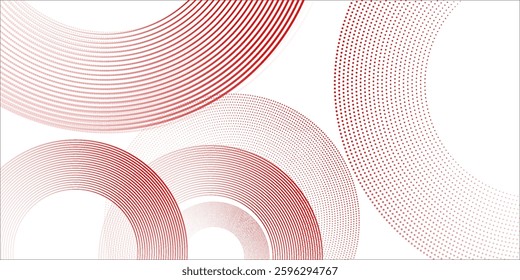 Abstract white background with red circle lines. Digital future technology concept art. vector illustration.
