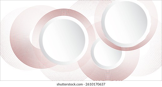 Abstract white background with red circle lines. Digital future technology concept style . vector illustration