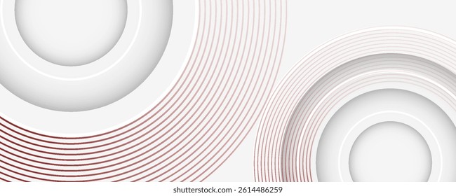 Abstract white background with red circle lines. Digital future technology concept. vector illustration.