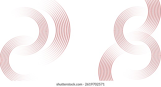 Abstract white background with red circle lines. Digital future technology concept. vector illustration.