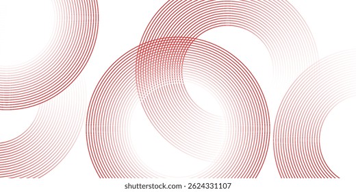 Abstractas fondo blanco con líneas circulares rojas. Concepto de tecnología de futuro digital. Vector eps10