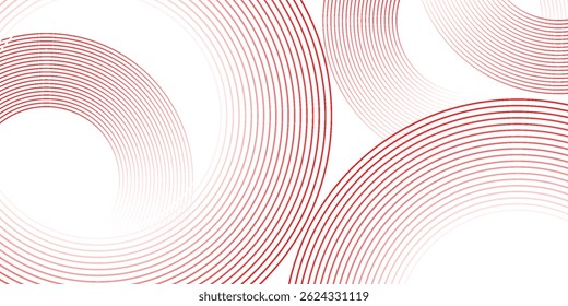 Fundo branco abstrato com linhas de círculo vermelho. Conceito de tecnologia futura digital. vetores eps10