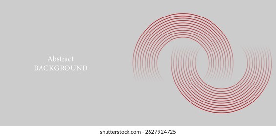 Abstract white background with red circle lines. Which is arranged in an orderly and complex manner. This image may be an artistic creation that plays with vision and lines.