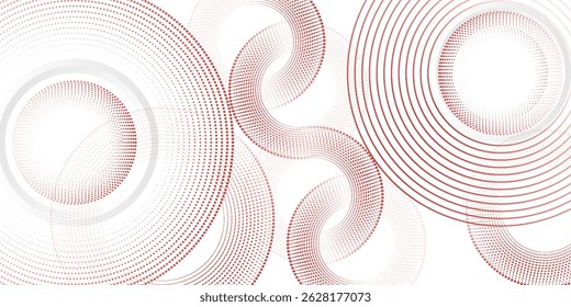 Abstract white background with red circle lines. Digital future technology concept. vector illustration.