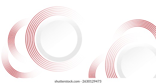 Abstract white background with red circle lines. Digital future technology concept. vector illustration.