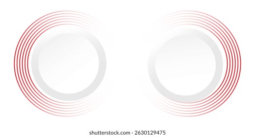 Fundo branco abstrato com linhas de círculo vermelho. Conceito da tecnologia do futuro digital. ilustração vetorial.