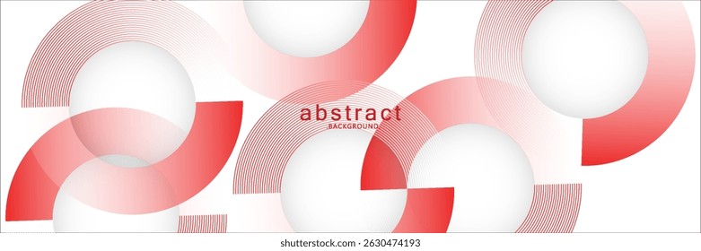 Abstractas fondo blanco con líneas circulares rojas. Concepto de tecnología de futuro digital. Ilustración vectorial.