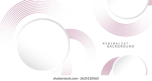Abstract white background with red circle lines. Digital future technology concept. vector illustration.
