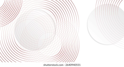 Abstract white background with red circle lines. Digital future technology concept. vector illustration.