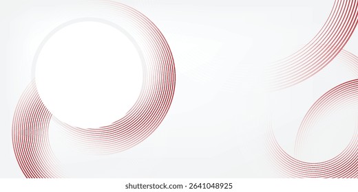 Abstract white background with red circle lines. Digital future technology concept. vector illustration.