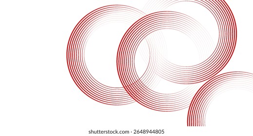 Abstract white background with red circle lines. Digital future technology concept