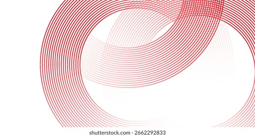 Abstract white background with red circle lines. Digital future technology concept.