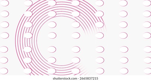 Abstract white background with red circle lines. Digital future technology concept. vector illustration.