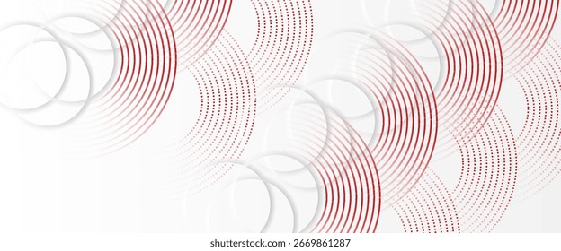 Fundo branco abstrato com linhas de círculo vermelho. Conceito da tecnologia do futuro digital.design moderno moderno moderno moderno e simples,site
